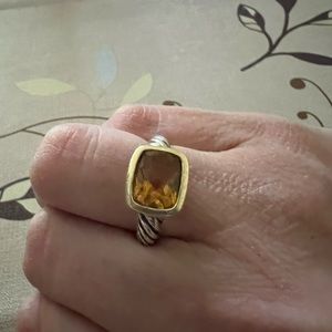 David Yurman Sterling Silver Ring with citrine stone